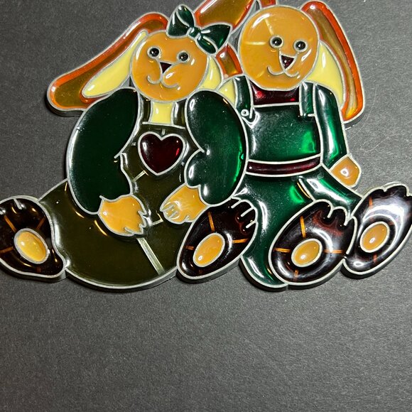 VTG Green Multicolor Plexiglass Acrylic Easter Bunny Rabbit Suncatcher Ornament - Picture 3 of 6